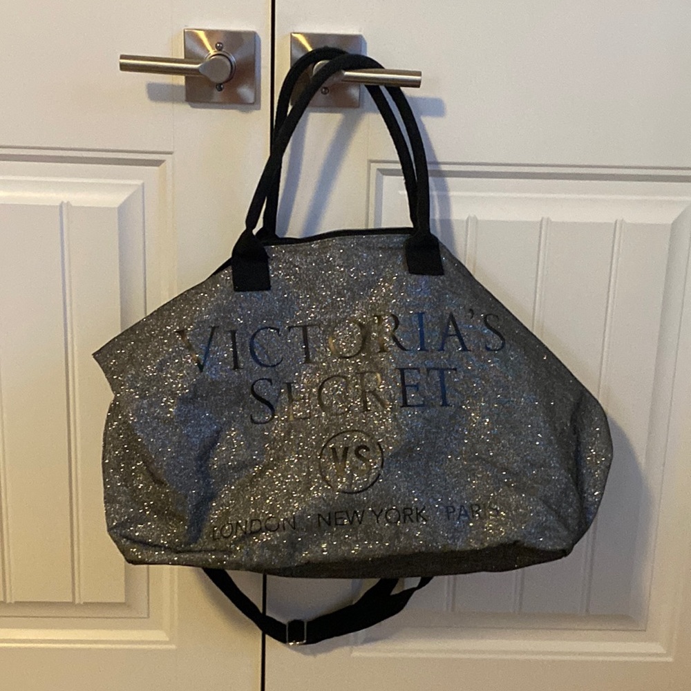 Victoria Secret silver sparkly duffel